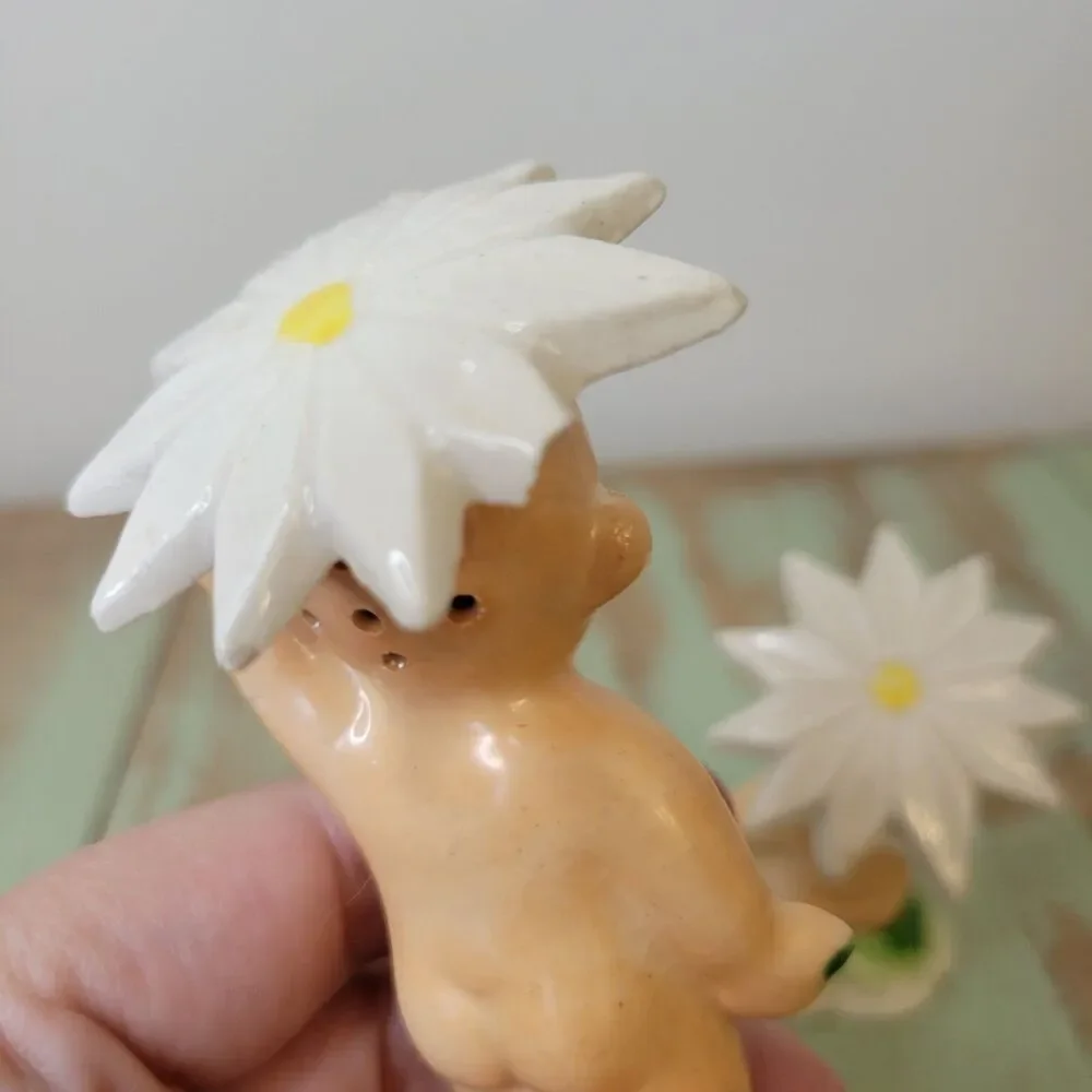 Vintage Kewpie Daisy Head Salt & Pepper Shakers - Made in Japan
